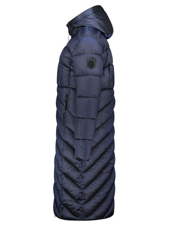 Langes Damenjacke Für Winter Marineblau