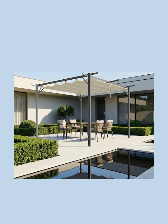 Bakaji Garten Gazebo mit LEDs Beiges 3x3m