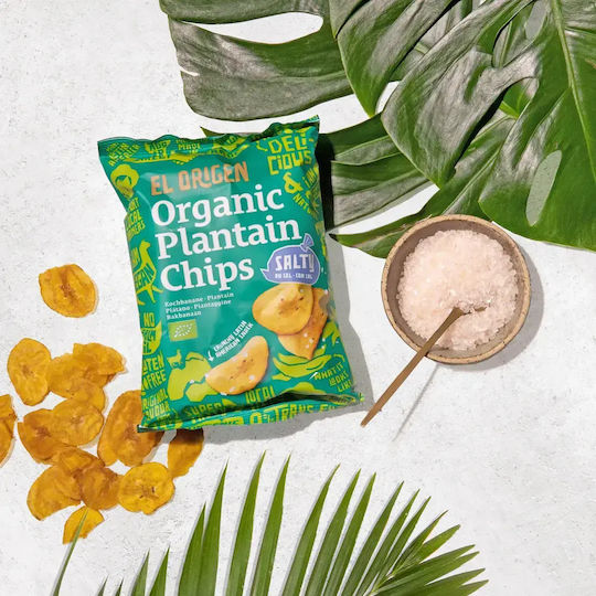 Organic Green Banana Plantain Chips Sea Salt El Origen 80gr