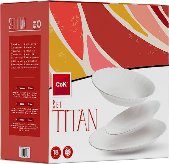 Cok Spain Titan Σερβίτσιο Πιάτων από Πορσελάνη Λευκό 18τμχ
