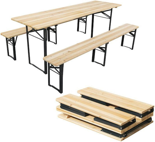 Τραπέζι Εξωτερικού Χώρου Πτυσσόμενο Black 180x60x75εκ.
