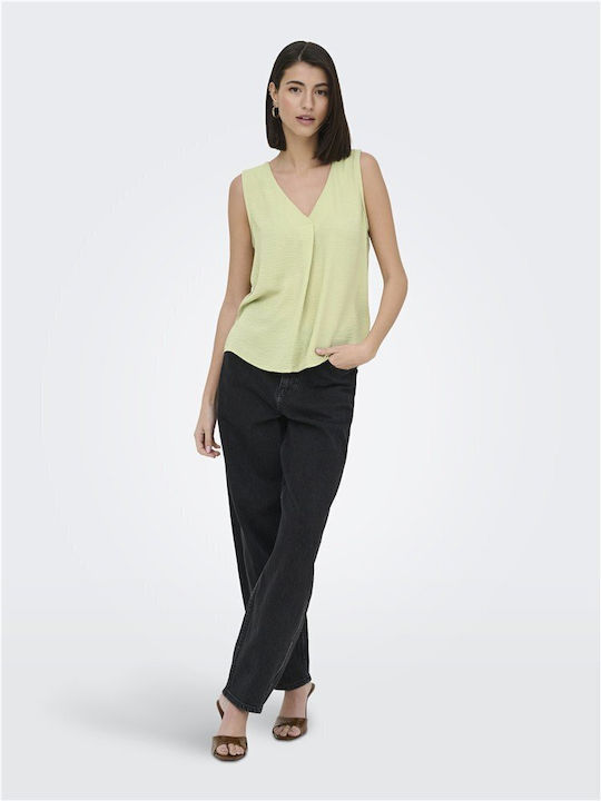 Women's Sleeveless Blouse with V-Neckline Green