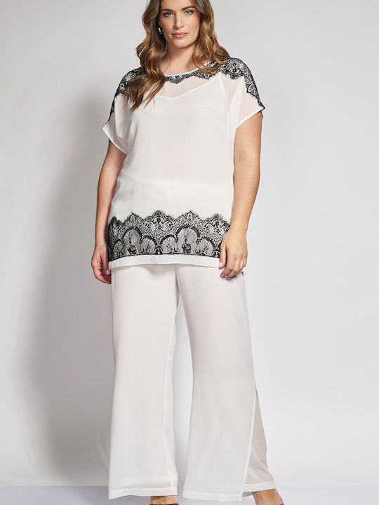 Bluza Damă Mâneci Scurte Albă