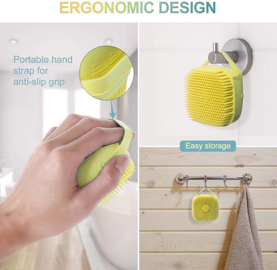 Silicone Bath Brush Shower Gel Container Yellow