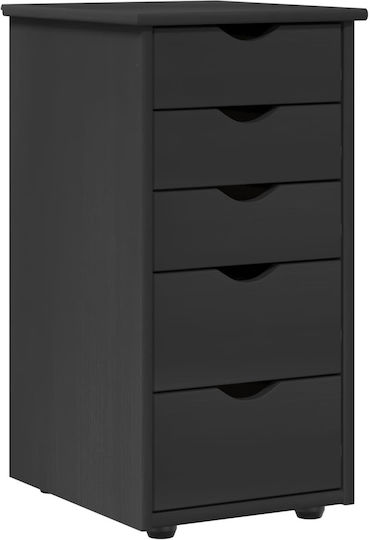 Office Storage Drawer from Solid Wood with Wheels Grey 34x39x61.5cm