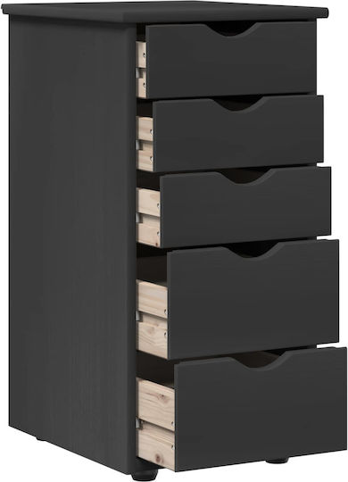 Office Storage Drawer from Solid Wood with Wheels Grey 34x39x61.5cm