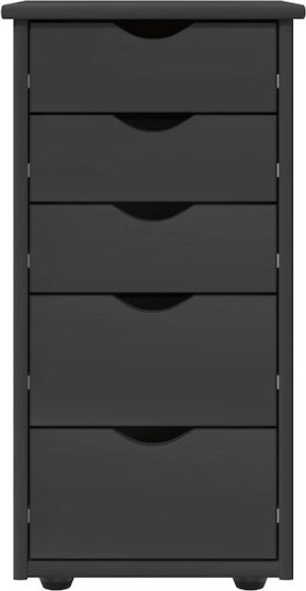 Office Storage Drawer from Solid Wood with Wheels Grey 34x39x61.5cm