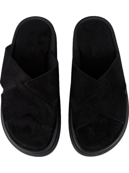 Кожени Дамски Сандали Flatforms Черни
