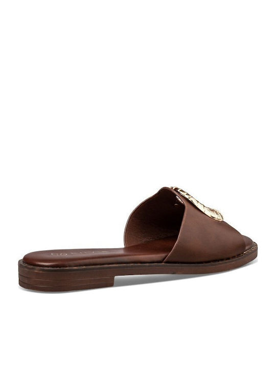 Damen Flache Sandalen Braun