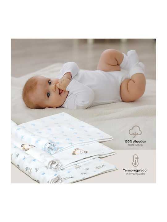 Interbaby Blue Swaddle Blankets 80x80cm 3 Pieces
