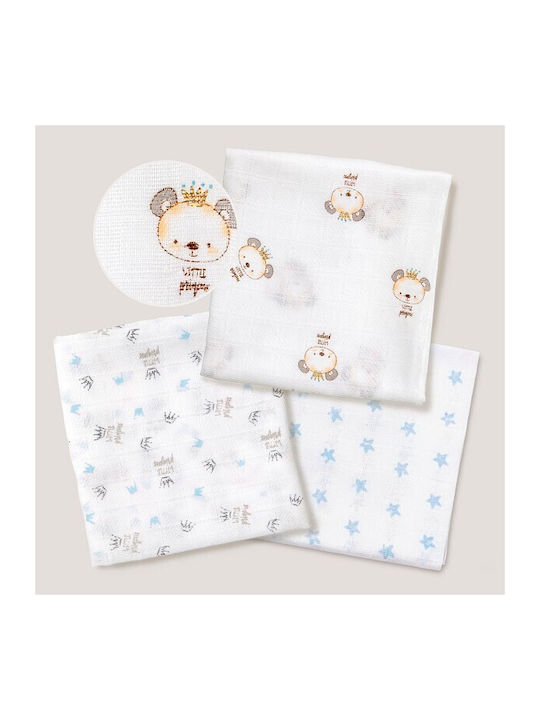 Interbaby Blue Swaddle Blankets 80x80cm 3 Pieces