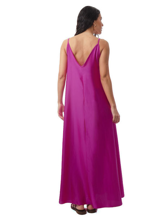 Sommer Maxi Kobi-Nezong Satin Kleid Magenta