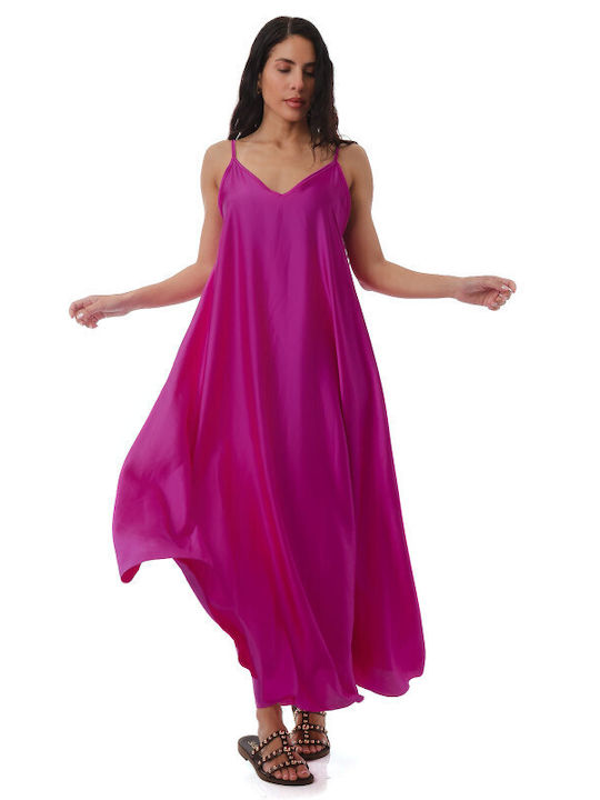 Sommer Maxi Kobi-Nezong Satin Kleid Magenta