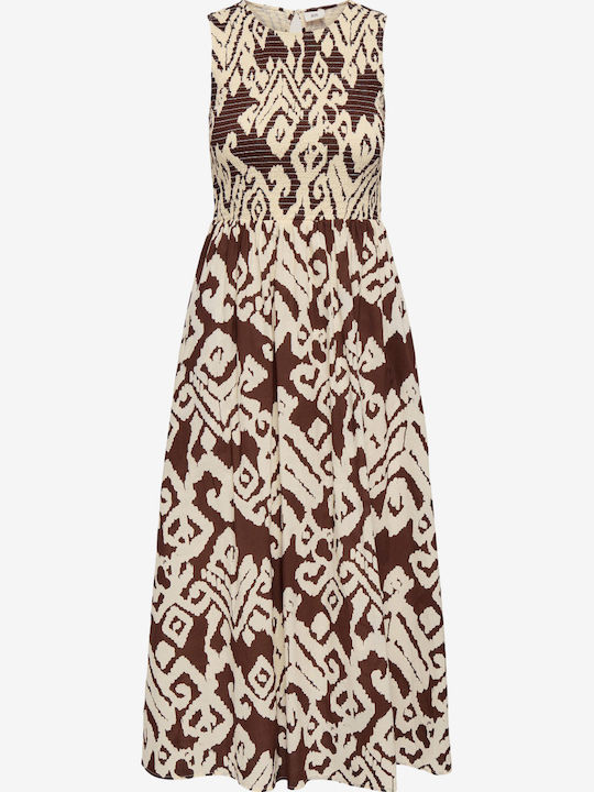 Summer Midi Dress Beige/Brown