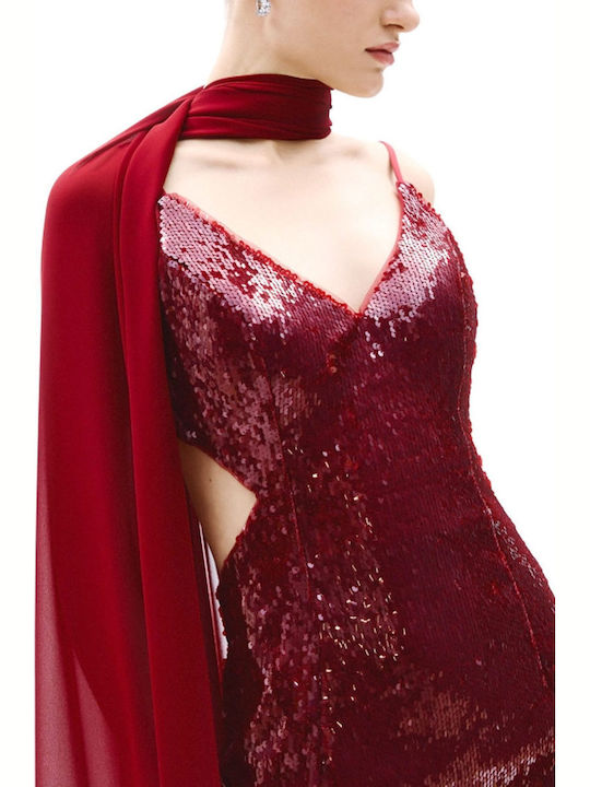 Maxi Abendkleid Off-Shoulder Burgundisch A4785 Wein