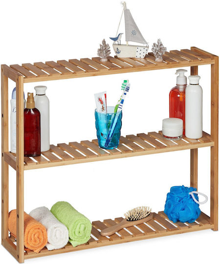 Relaxdays Επιτοίχια Ραφιέρα Μπάνιου Bamboo 50x60x15cm Καφέ