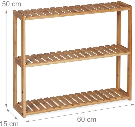 Relaxdays Επιτοίχια Ραφιέρα Μπάνιου Bamboo 50x60x15cm Καφέ
