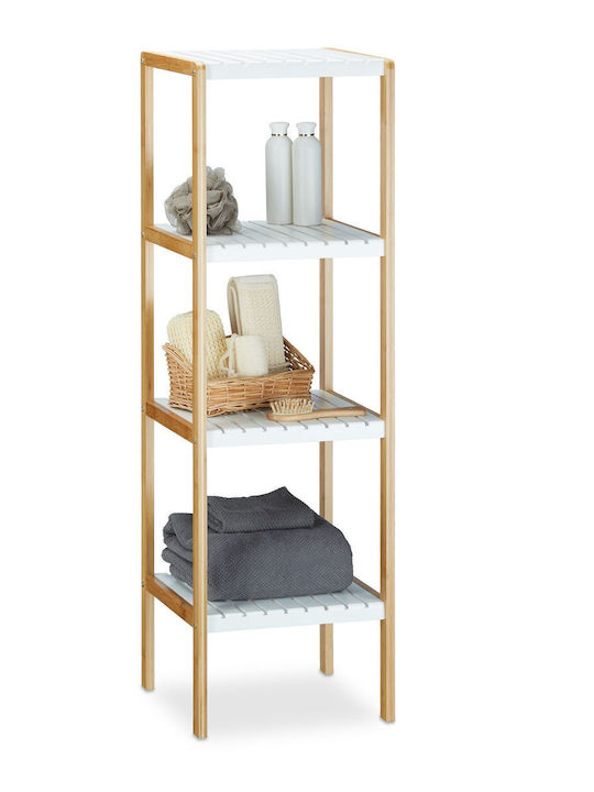 Relaxdays Raft de Baie de Podea din Bambus cu 4 Rafturi 110x33x34cm Maro