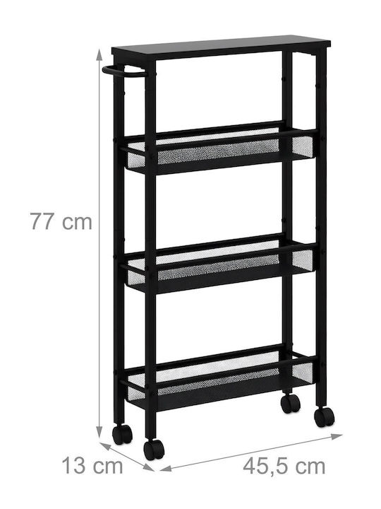 Relaxdays Raft de Baie de Podea Metalic cu 4 Rafturi 77x13x45.5cm Negru