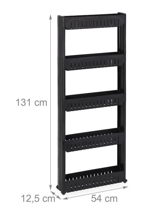 Relaxdays Boden Badezimmerregal Kunststoff 131x12.8x54cm Schwarze