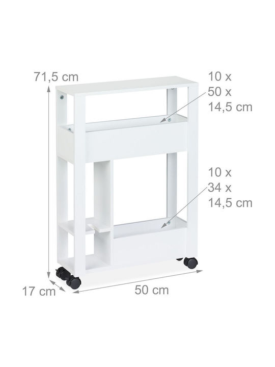 Relaxdays Floor Bathroom Shelf Wooden 71.5x17x50cm White
