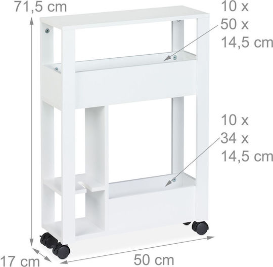 Relaxdays Floor Bathroom Shelf Wooden 71.5x17x50cm White