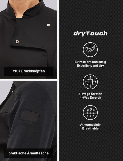 strongAnt Chef Jacket Female Black With Long Sleeve