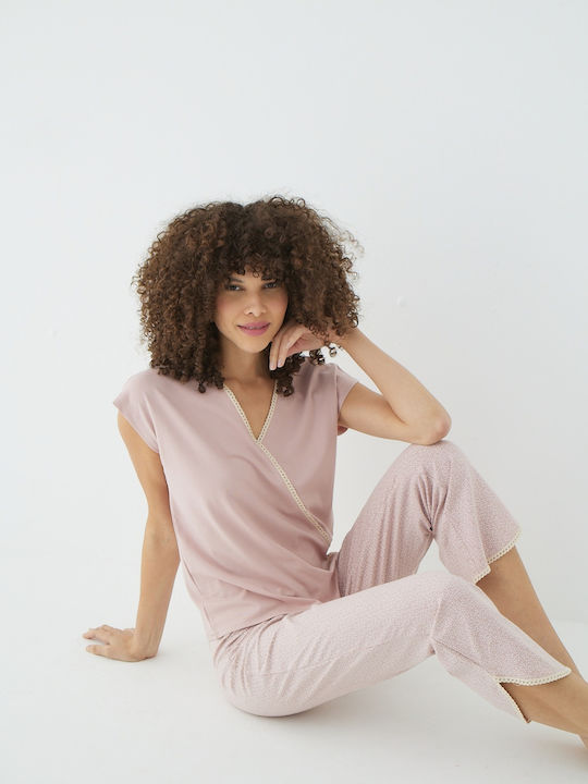 Set Pijamale Dama De Vară Pastel Bej