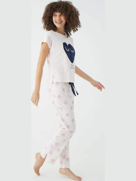 Ipek Tenim Winter Damen-Pyjama-Set Rosa
