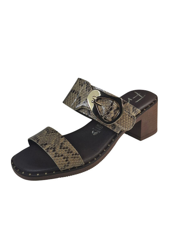 Brown Sandals 555-02-Snake-Print