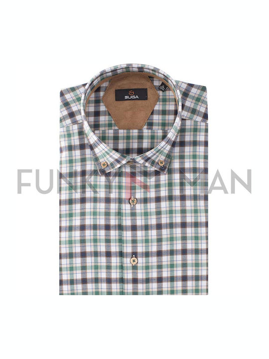 Long Sleeve Shirt Regular Fit Checked Green