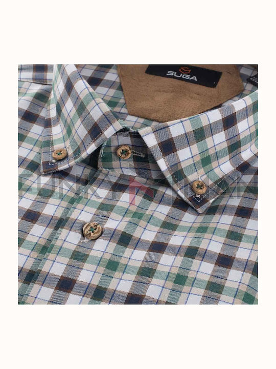 Long Sleeve Shirt Regular Fit Checked Green