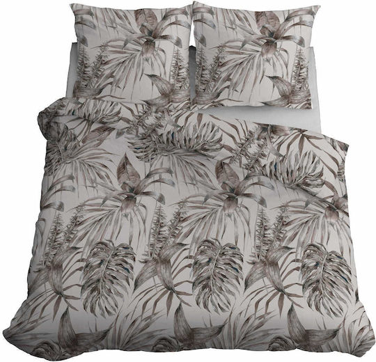 Detexpol Cotton Duvet Cover Set 160x200cm Single With Beige Pillowcase