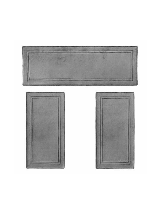 Guy Laroche Softy Modern Velvet Bedroom Rugs Set Charcoal 1176086122006 3pcs