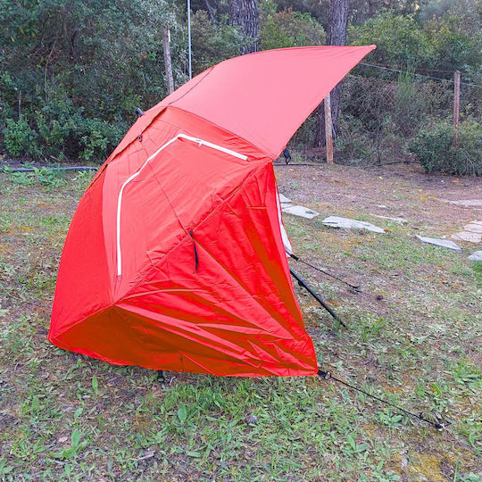 Folding Beach Umbrella Diameter 2.4m Red