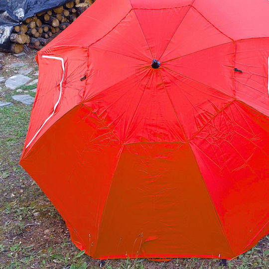 Folding Beach Umbrella Diameter 2.4m Red