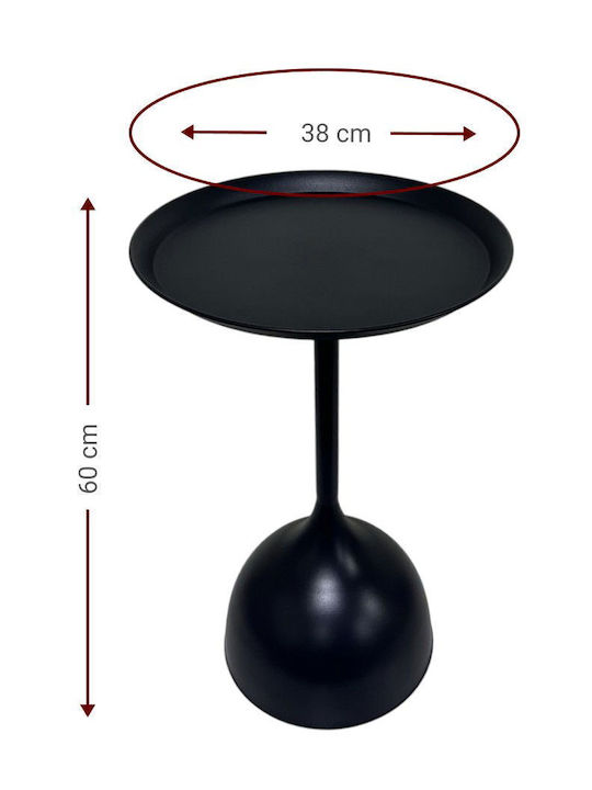 Round Side Table Cedar Metal Black W38xL38xH60cm