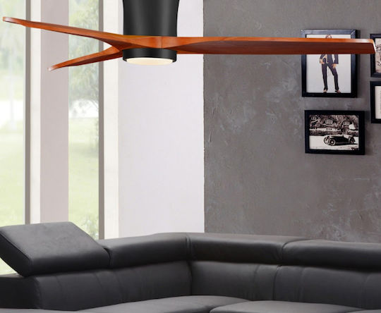 Morris Ceiling Fan 132cm with Light Fixture Brown / Black