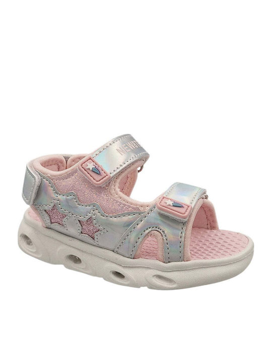 Kids' Sandals with Hoop & Loop Closure and Lights Pink