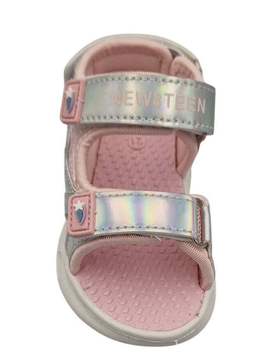 Kids' Sandals with Hoop & Loop Closure and Lights Pink