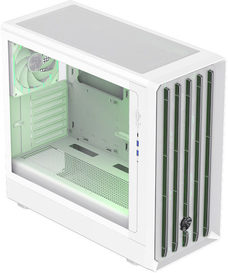GameMax CLAW 460 Gaming Midi Tower Κουτί Υπολογιστή με Πλαϊνό Παράθυρο και ARGB Φωτισμό Λευκό