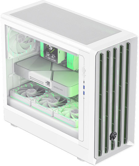 GameMax CLAW 460 Gaming Midi Tower Κουτί Υπολογιστή με Πλαϊνό Παράθυρο και ARGB Φωτισμό Λευκό