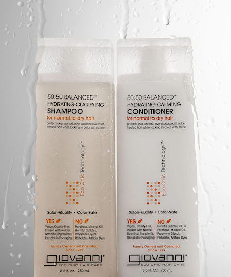Giovanni 50:50 Balanced Hydrating-Clarifying Shampoos Reconstruction/Nourishment & Hydration for Coloured Hair 250ml