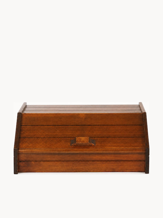Lioutas Bread Box with Lid Wooden Brown 41.5x28x18cm