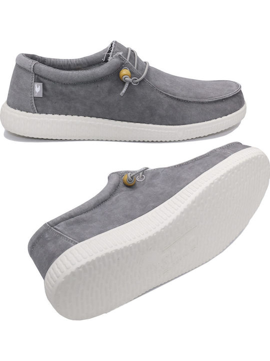 Leather Men's Moccasins In Gray Colour