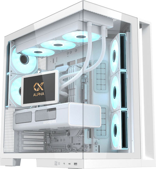 Xigmatek Aqua 7 Arctic Gaming Micro Tower Carcasă PC cu Panou Lateral 8 Ventilatoare ARGB