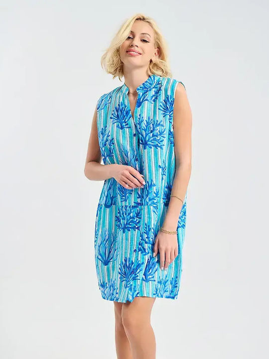 Ble Resort Collection Καφτάνι Παραλίας Λευκό/τυρκουαζ Ble Resort Collection Καφτάνι Παραλίας Λευκό/τυρκουαζ