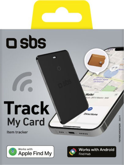SBS Track My Card Apple Find My & Google Find Hub Черен Презареждащ се