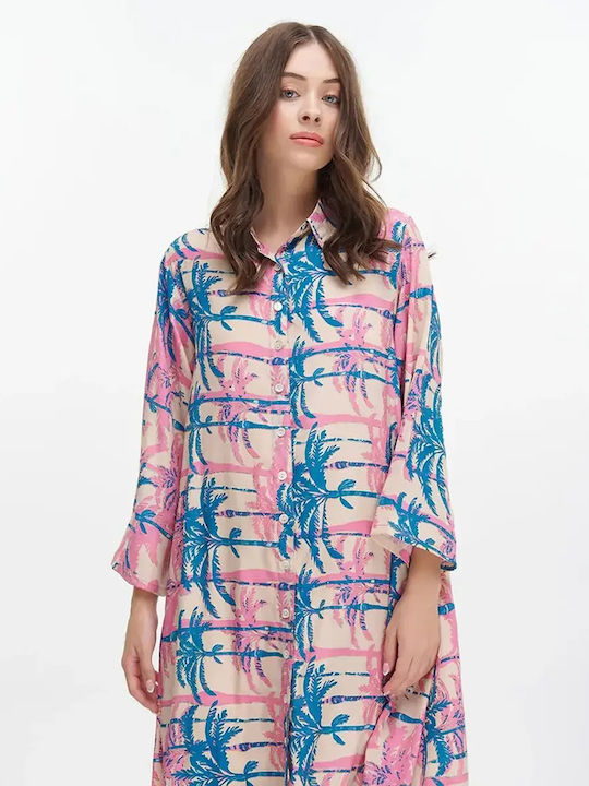 Long Sleeve Women's Shirt Turquoise/Pink