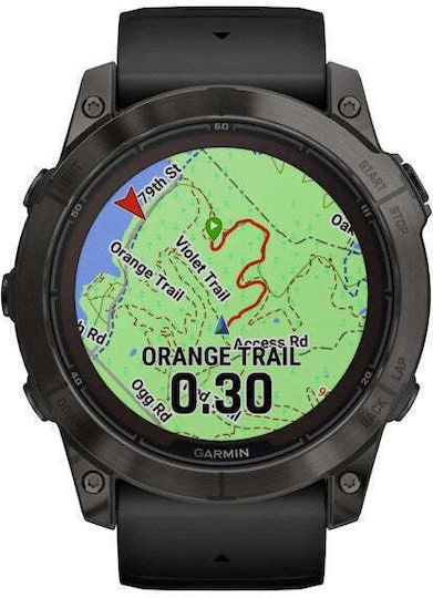 Garmin Fenix 7X Pro Sapphire Solar Edition Titan 51mm Wasserdicht Smartwatch mit Pulsmesser (Carbon Grey DLC Titanium with Black Band)
